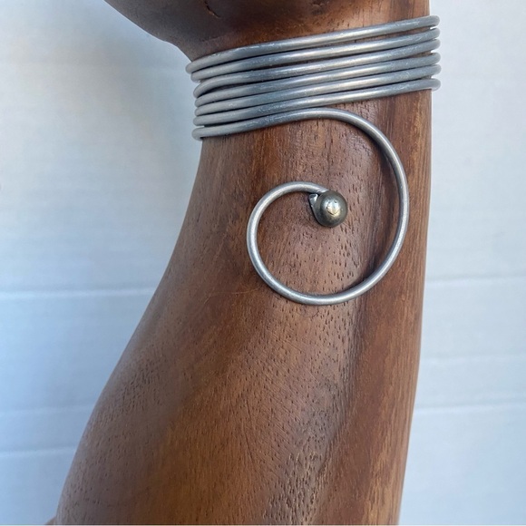 Siamese Cat Wood Statue Hand Carved Mixed    Media Wire Wrapped Art Figurine - Picture 5 of 15